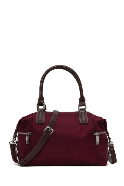 Women's Burgundy Long Strap Fabric Shoulder Bag Ab240007Kk