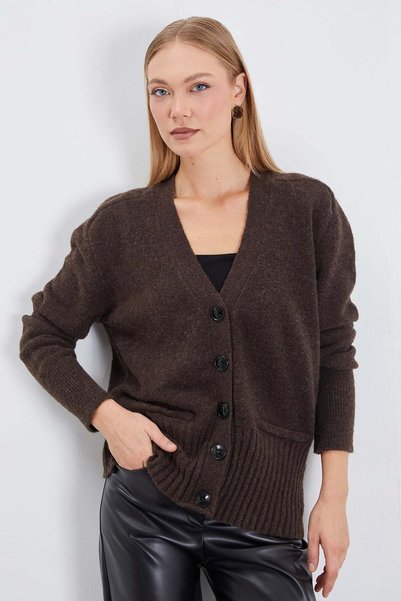 Pocket Look V-Neck Casual Knitwear Cardigan