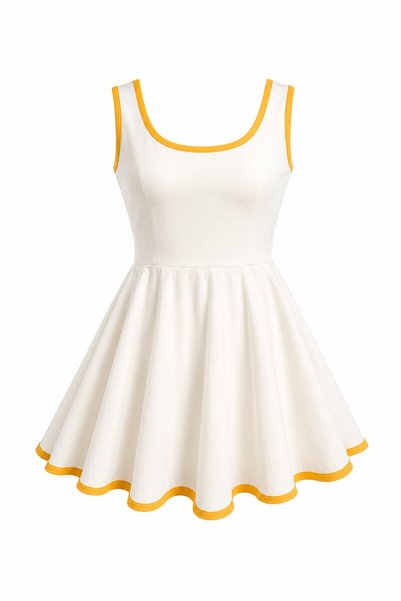 Yellow Short Dress with Shorts - 1092