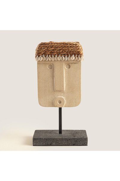 Boho Face Decorative Object with Stand Natural