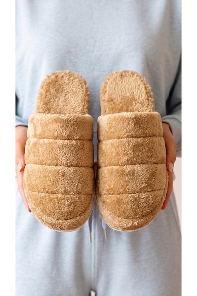 Women's Mink Closed 3-Stripes House Slippers 3 cm Byndkap3C