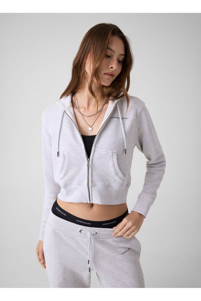 Jeans Grey Women's Hooded Sweatshirt W6YQ13K4206-H91N