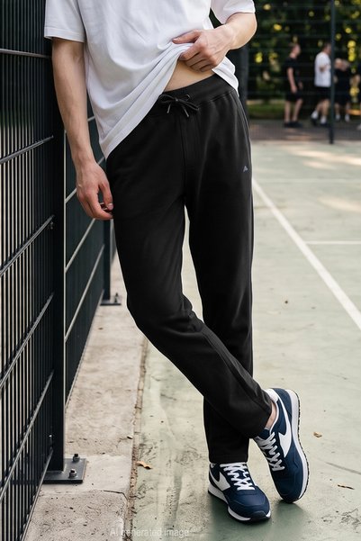 Men's 3-Pocket Elastic Waist Straight-Leg Sweatpants 25719 Black