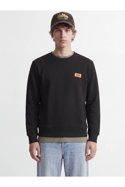 Jjrush Sweat Crew Neck Black Men's Sweatshirt 12298426