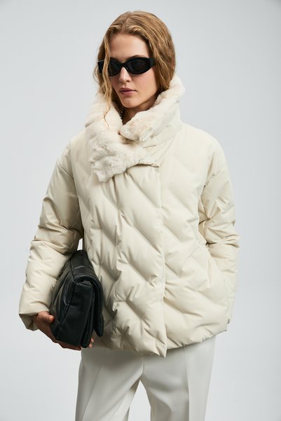Monica Down Women's Jacket Ecru