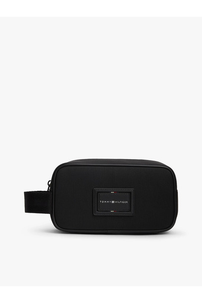 Men's Black Handbag with Brand Logo, Suitable for Daily Use