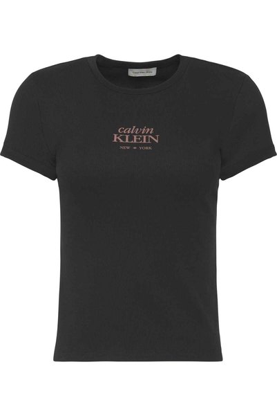 Women's Black T-Shirt with Brand Logo, Suitable for Daily Use