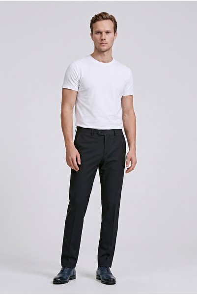Ds Damat Comfort Navy Blue Plain Travel Fabric Trousers