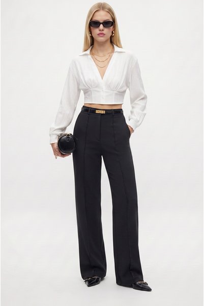 Lycra Series Lift Stitched Stretchy Black Palazzo Pants
