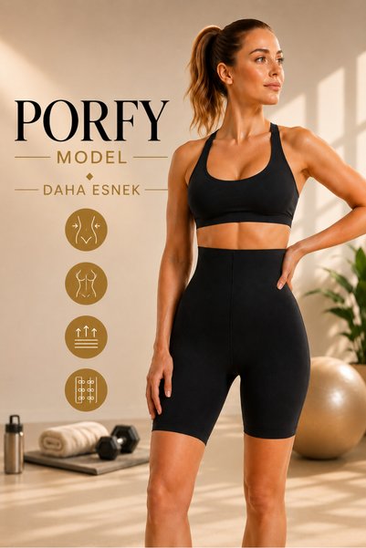 Porfy Model Seamless Flexible Shorts Sports Corset Black Color 091