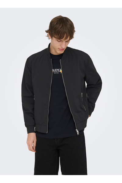 Black Men's Jacket 22038507 Onslando Life Bomber Otw