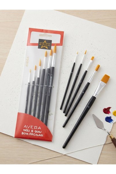 Oil Gouache Paint Brush Set of 6