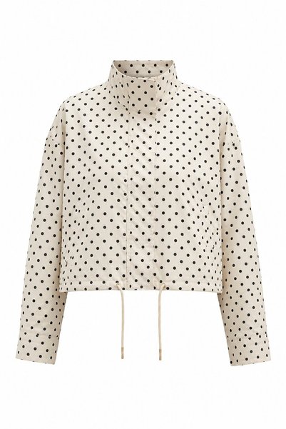 White Mini Polka Dot Jacket with Tie at the Waist - 9788