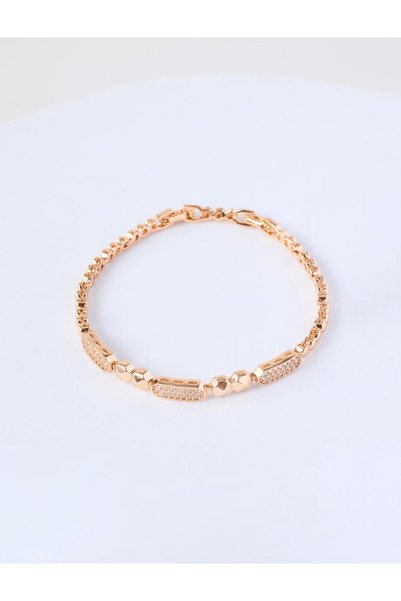 Gold Color Bead Detailed Stone Bracelet