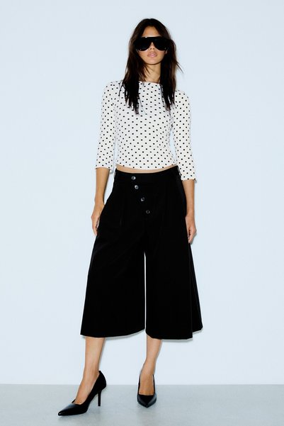 Wide Collar Long Sleeve T-Shirt
