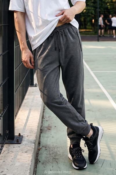 Men's 3-Pocket Elastic Leg Two-Thread Sweatpants 24709 Anthracite