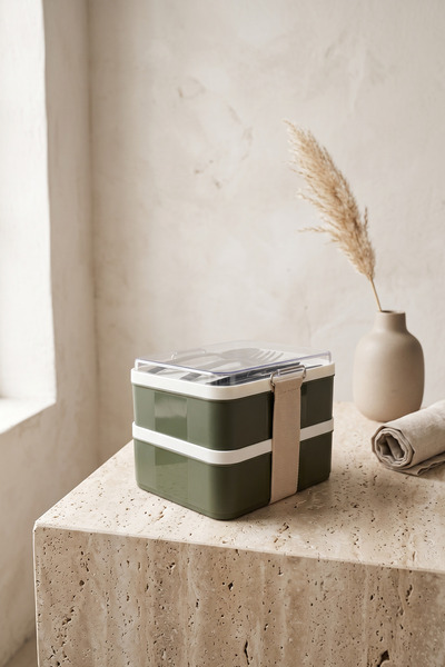 2-Layer Leak-Proof Lunch Box with Spoon and Fork, Nutrition Container, Storage Box