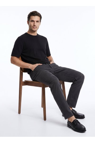 Anthracite Men's Slim Fit Trousers D2620146003_360 Non Denim Trousers