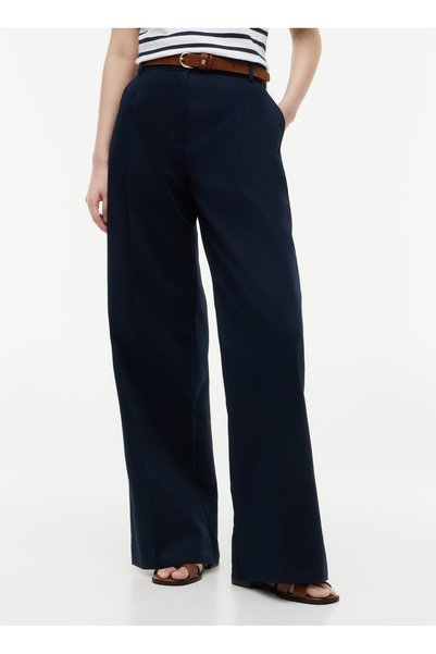 Navy Blue Women's Wide Leg Trousers WW0WW50135C1G