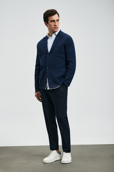 Simon Smart Men's Chino Pants Slim Fit Navy Blue