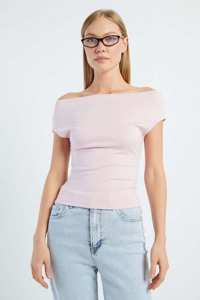 Basic Madonna Collar Slim Fit Blouse