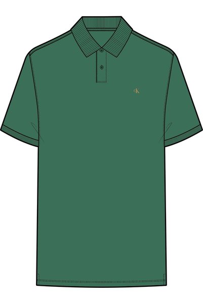Men's Regular Fit 100% Cotton Ck Logo Short Sleeve Green T-Shirt