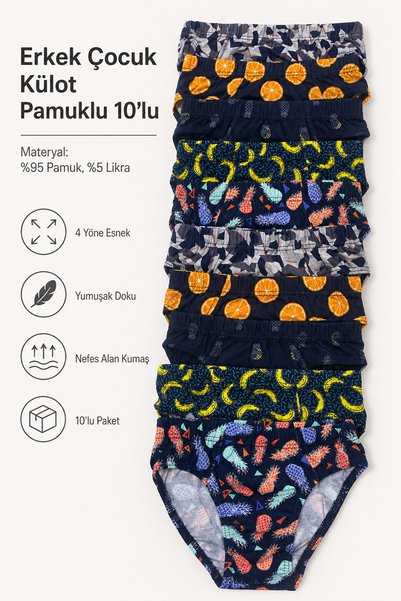 Boy's Underpants Cotton Lycra Garson 10-Piece Pack
