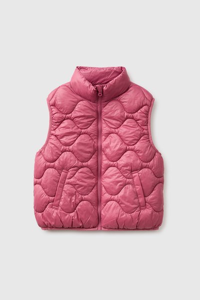 Girl's Fuchsia Padded Quilted Inflatable Pocket Vest