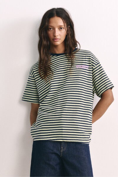 T-Shirt with Stripes and Writing