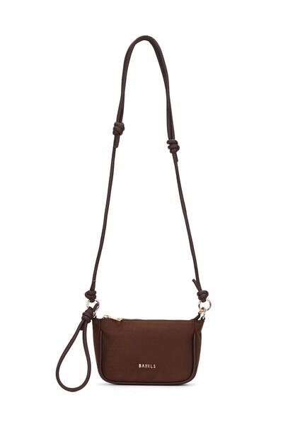 Lune Bitter Brown Suede Adjustable Knot Detail Strap Cross Shoulder Bag