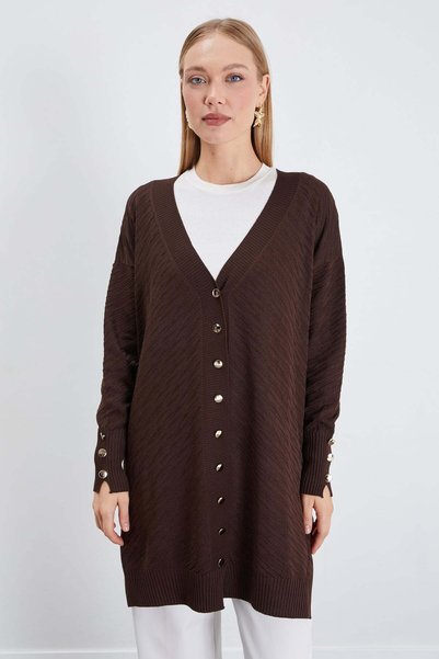 Jacquard V-Neck Buttoned Cardigan