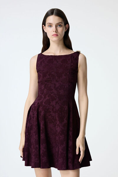 Plum Cup Detail Mini Dress