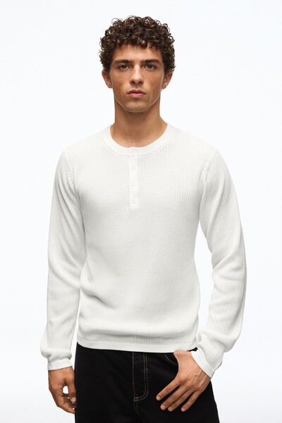 Buttoned Collar Knitwear Sweater