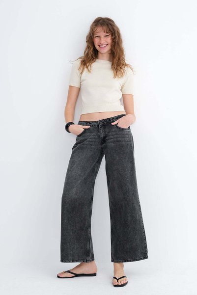 Wide Leg Jean Pants Pn10040