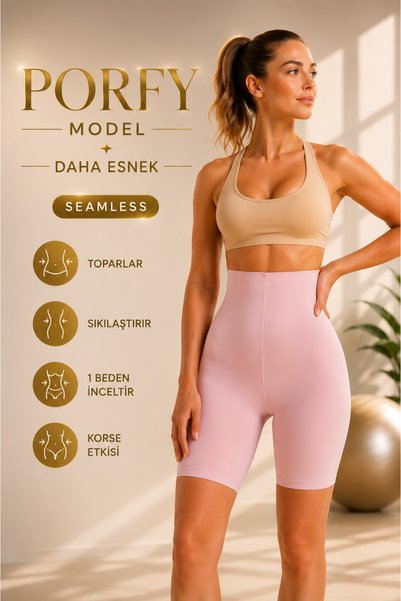 Porfy Model Seamless Flexible Shorts Sports Corset Light Pink Color 091