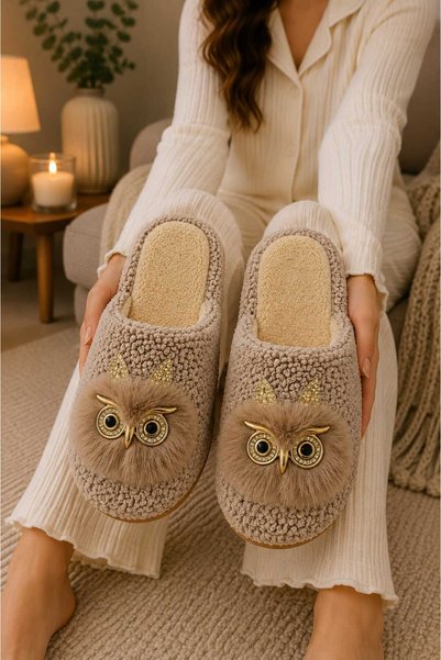 Women'S, Owl Figured, Plush, Comfortable, Home Wear, Plush House Slippers