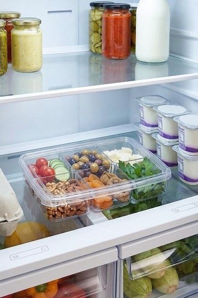 2-Piece 6-Compartment Multi-Functional Refrigerator Organizer