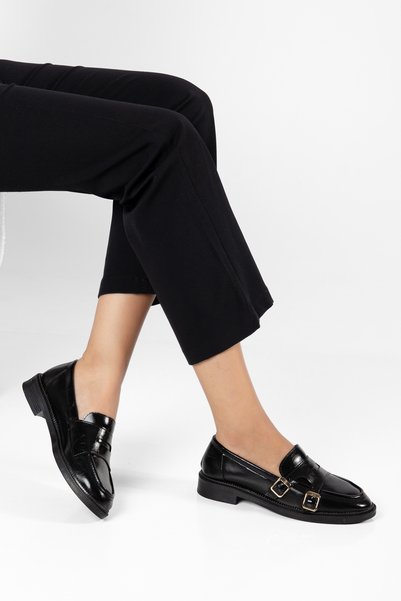 D517 Women's Double Buckle Loafer Casual Shoes