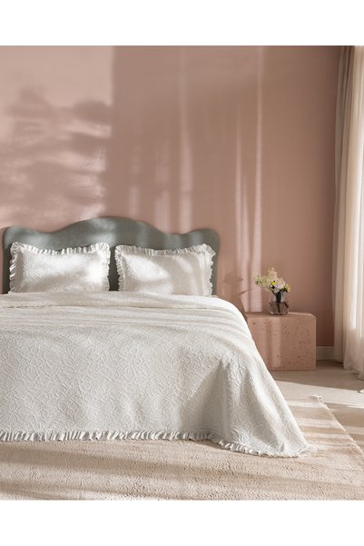 Crefurien Cotton Double Bedspread - White