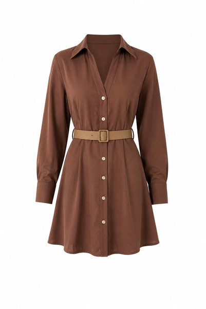 Brown Belted Dress - 2Y250367