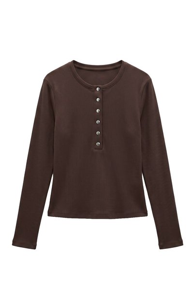 Brown Gripper Buttoned Blouse