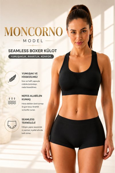 Moncorno Model Slimming Boxer Butt Shaper Non-marking Seamless Panties Black Color