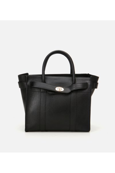 Women's Leather Black Lock Detailed Shoulder Bag