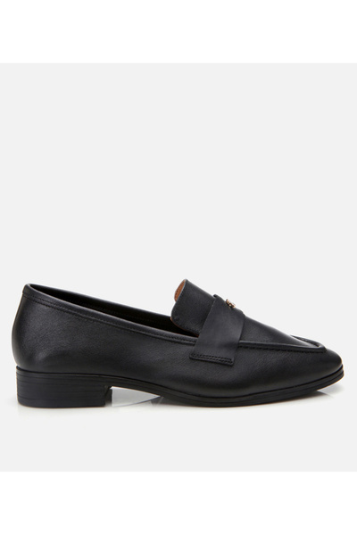 Genuine Leather Black Women's Loafer