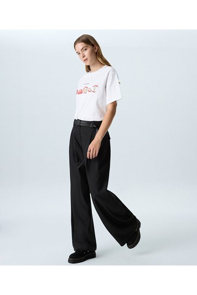 PANTS WITH SLOGAN AND BELT