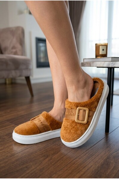 Taba Popart Buckle Plush Women's Slippers / Daily Home Shoes