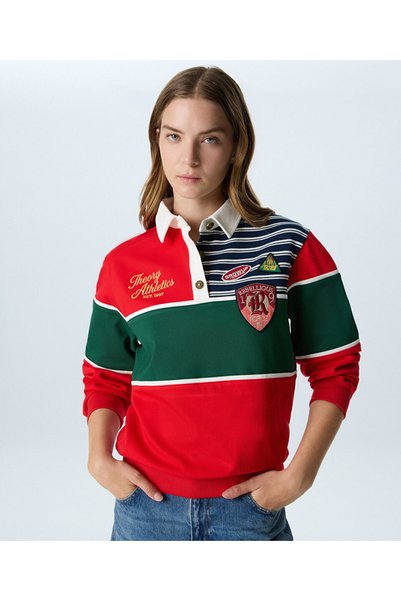 COLORBLOCK POLO NECK SWEATSHIRT