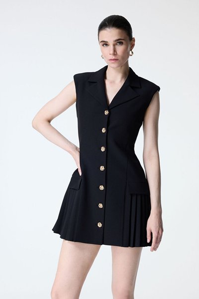 Black Pleated Dress