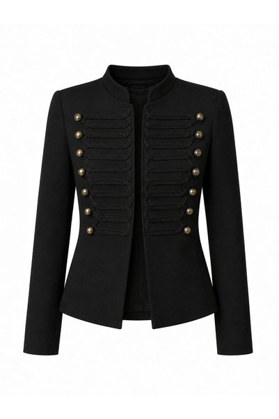 Black Embroidery Detail Buttoned Jacket - 2Y2671