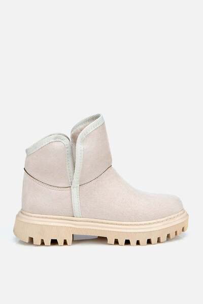 Women's beige furry comfortable thick boots